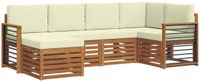 vidaXL - Buiten - bank - set - 6 - st - Natuurlijk - en - Crème - Polyester