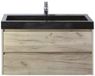 BES LED Dante Badmeubelset 100 cm - Craft Oak - Wastafel Hardsteen Wit Lucca