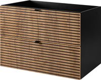 Meuble de salle de bain suspendu, noir, avec poignée dorée, 80 x 57 x 46 cm