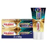 POLIDENT Power Max Crème Fixative Ultimate, Fixation 12H, Lot de 2 x 40g