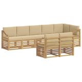 vidaXL Buiten bank set 8 st Wit en Beige Polyester