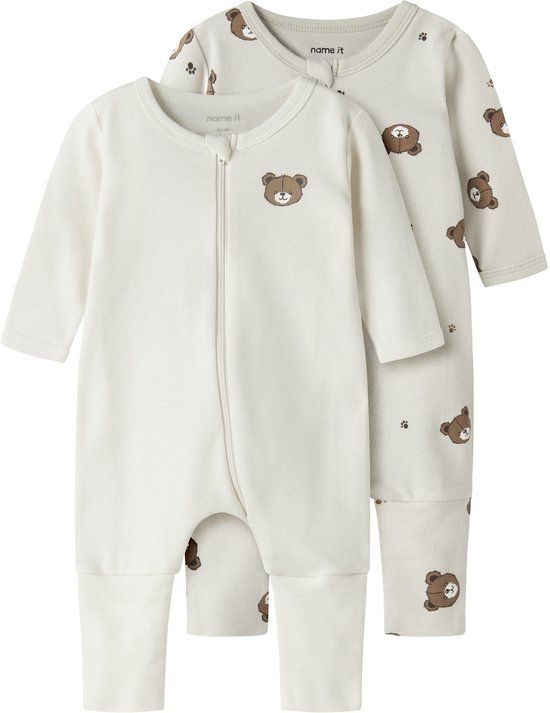 NAME IT Baby Pyjama Pumice Stone Bear Print Unisex Lange Mouw 80