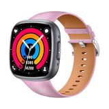 Knauermann NEO 2 (2025) - Vierkante smartwatch - Gezondheidshorloge - ECG - HRV-functie - BT Bluetooth - Slaapapneu - Bloeddruk - Roze band van rundleer, hoogte: 42 mm