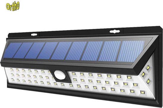 Ortho ABS LED Solar Buitenlamp met Bewegingssensor - 54 LED's - IP65 - Wit Licht