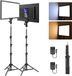 NEEWER Basics NL-192B 13 inch LED-lichtpaneel, 2 stuks studioverlichtingsset met statief