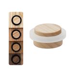 EVI Herrajes Wooden Doorstop - Ash Wood with White Rubber - Ø37x22mm - Self-Adhesive Installation - Ideal for Parquet - Mod.20335X19