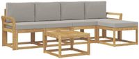 vidaXL - Buiten - bank - set - 6 - st - Wit - en - Lichtgrijs - Polyester