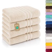Lavea® Set van 4 Handdoeken 50x100 cm – 100% Katoen – Crème
