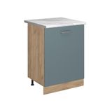 Vicco R-Line meuble bas de cuisine, bleu-gris/doré chêne 60 cm