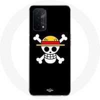 Maniacase Etui voor Oppo A54 5G One Piece Manga Death's Head Zwarte Achtergrond