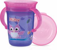Nuby Nûby - Oefenbeker - 360° Wonder cup met handvatten - 240ml - Paars - 6m+