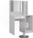 Vicco Kaptafel Sherry, Wit/Wit Hoogglans, 89.8 cm met spiegel en kruk