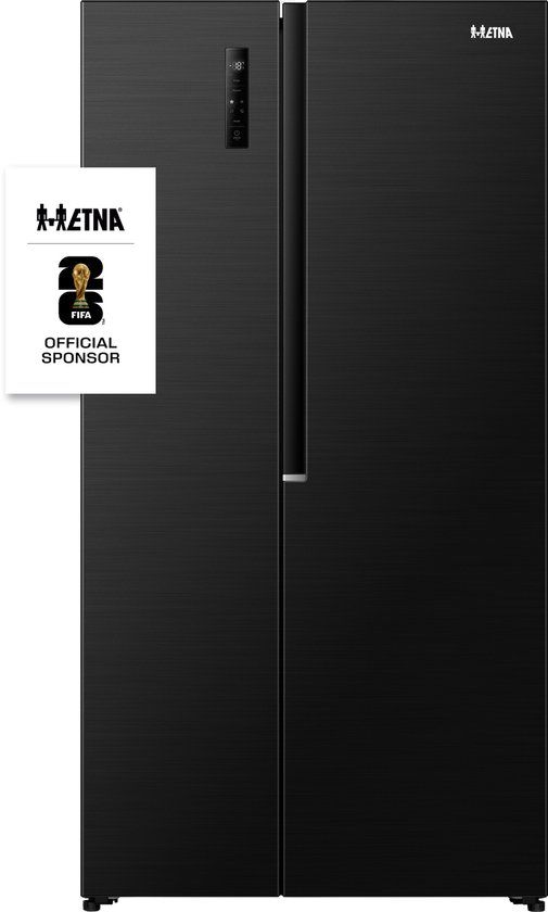 ETNA AKV6178ZWA Amerikaanse koelkast - No-Frost - 178 cm hoog - 544 liter - Energielabel C - Zwart