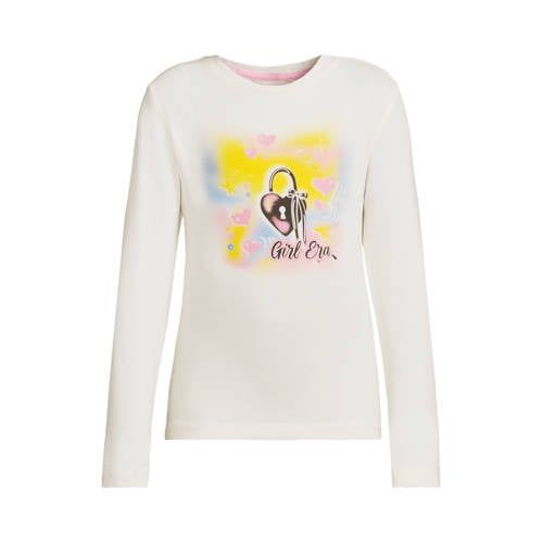 Coolcat longsleeve met Girl Era print Laura crème