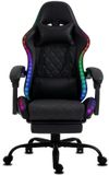 Merkloos / Sans marque Delman Gaming Stoel, LED RGB Verlichting, Ergonomische Bureaustoel met Hoofdsteun, Lendenkussen, Voetsteun, 360° Draaibaar, Verstelbare Rugleuning 90°-135°, Max. 150 kg