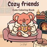 Cozy Friends Cute Coloring Book: 47 Illustrations of Adorable Animals & Cozy Moments for Relaxation, Stress Relief and Mindful Coloring