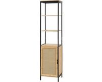en.casa Badkamerkast Tervola kolomkast 172x40x35 cm zwart naturel rotan look