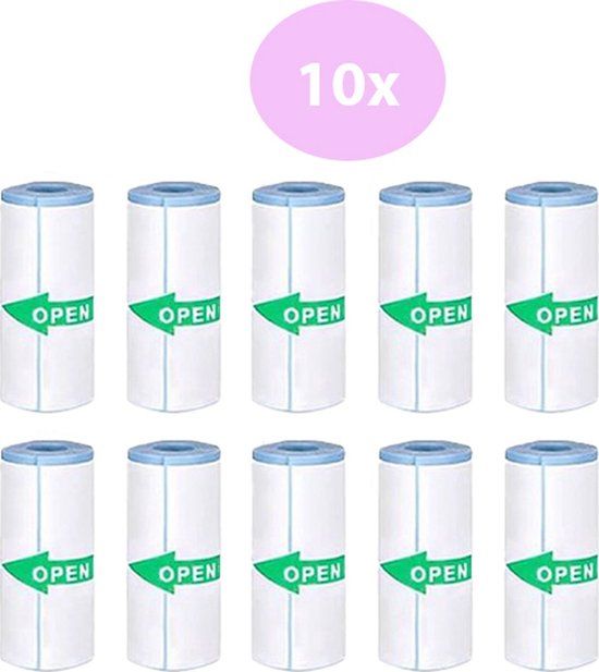 Renos® 10 Rollen Sticker Pocket Printer Papier