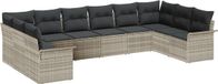 vidaXL Banc de jardin 10 pièces gris clair polyrattan