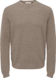 ONLY&SONS - ONSLOUI LS STRUCTURE CREW REG NOOS - Heren - Gebreide truien - XXL - Desert Taupe - Gestreept