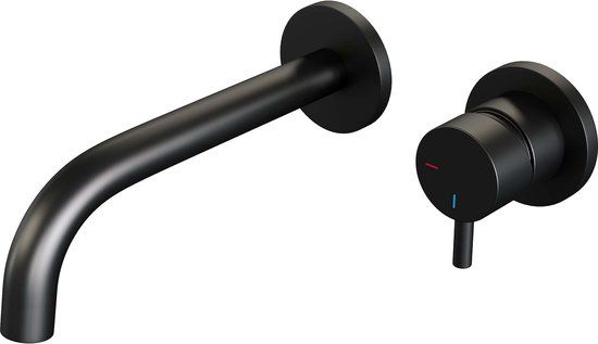 Brauer Black Edition Inbouw Wastafelmengkraan - Gebogen Uitloop Links - Mat Zwart