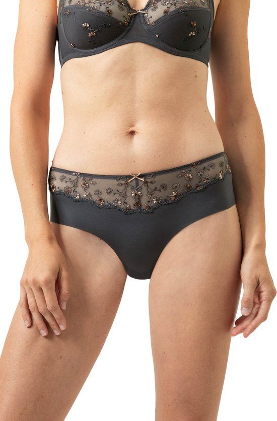 Mey Hipster Serie Delightful Vrouwen Thunder Grey Gebloemd Kant XXL