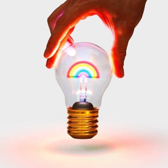 SuckUK Rainbow Light Bulb | Batteridrivna bordslampor | Uppladdningsbar batterilampa och sladdlös USB-lampa | Estetisk rumsinredning & regnbågsljus för sovrum | Batteri Bordslampa Rainbow Presenter