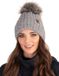 Vivisence Dames Wintermuts - Zacht Gebreid Met Pompon Van Imitatiebont En Warme Fleecevoering Antistatisch Voor Het Haar - Houdt Je Hoofd Comfortabel En Beschermd Tijdens Koude Winterdagen En Dagelijks Buitenleven - Lichtgrijs