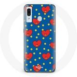 Maniacase Hoesje voor Samsung Galaxy A20e BTS Bangtan Boys BT21 TATA van V Blauwe Achtergrond