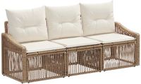 vidaXL Tuinbankenset 3-delig Beige Polyrattan