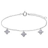 Lucardi - Dames Zilveren armband met hanger sterren - Armband - 925 Zilver - Goudkleurig - 20 cm
