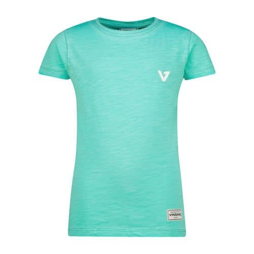 Vingino T-shirt turquoise Blauw Jongens Katoen Ronde hals Effen - maat 152