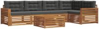 vidaXL - Bank loungeset - 5 zitplekken - Natuurlijk en antraciet - Acacia hout