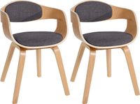 CLP Kingston set de 2 chaises de salle à manger - Avec accoudoir - Tissu - natura/gris clair natura