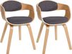 CLP Kingston set de 2 chaises de salle à manger - Avec accoudoir - Tissu - natura/gris clair natura