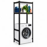 Merkloos Relaxdays Wasmachinerek - zwart - 70x150x40 cm