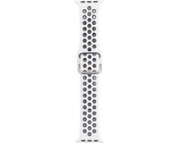 Qubix Siliconen sportband met gesp - Crème wit + Zwart - Geschikt voor Apple Watch 42mm / 44mm / 45mm