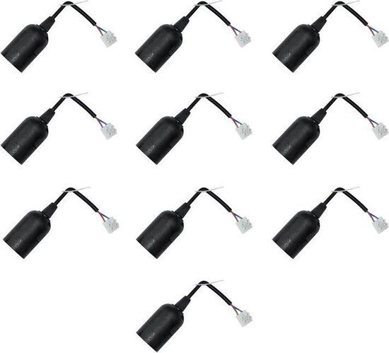 LEDmaxx - 10x Verhuisfitting E27 - Zwart - Kunststof - 2-polig