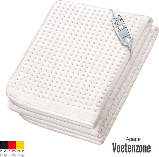 Beurer UB 100 Elektrische onderdeken - Eenpersoons - Fleece - 198 x 92 cm - 2 x 9 Warmtestanden - Wit