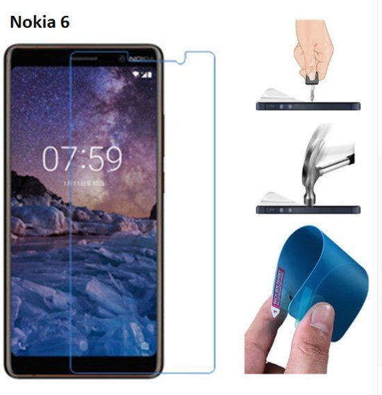 Drphone Nokia 6 Nano Explosion-proof Schermfolie Flexibele Anti-Shock 0.3mm Soft Glass Screenprotector - Nano technologie Screen Protector - Inclusief NL Handleiding