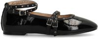Sacha - Dames - Zwarte lak ballerina's met studs en bandjes - Maat 38