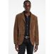 John Varvatos Veste en cuir - Coupe ajustée Veste à revers cranté W Sienna Brown