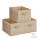 SONGMICS Boîtes de rangement pliables lot de 3 tissu, Beige Sable
