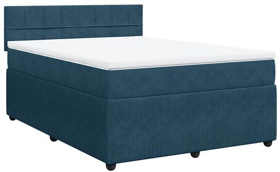 vidaXL Boxspring met matras fluweel blauw 140x200 cm