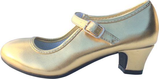 Spaansejurk NL Elsa & Anna schoenen goud - Spaanse Prinsessen schoenen - maat 29 binnenmaat 19 cm bij verkleed jurk