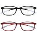 Opulize Ice 2 Stuks Super Lichtgewicht Leesbril Zwart Donker Rood Vrouwen Mannen RR61-1Z +1,50