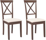vidaXL Eetkamerstoelen met kussens, 2 stuks, massief rubberhout, bruin