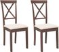 vidaXL Eetkamerstoelen met kussens, 2 stuks, massief rubberhout, bruin