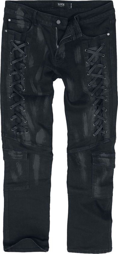 Black Premium by EMP Zwarte slim cargo jeans met vetersluiting - Heren - W33L34