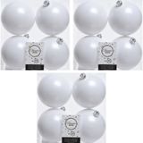 Merkloos Decoris Kerstballen - 12x st - wit - 10 cm - kunststof - kerstversiering